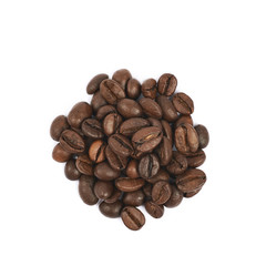 Pile of roasted coffee beans isolated