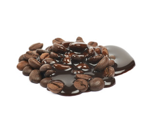 Pile of roasted coffee beans isolated