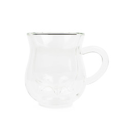 Cow's udder shaped glass cup isolated