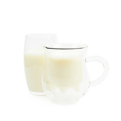 Two glasses of milk isolated