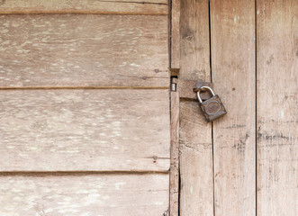 Old wooden door with Chain key lock