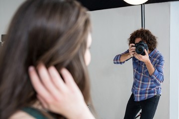 Female model posing for a photoshoot