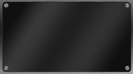 illustration of a dark gray blank plate with screwed on to rough background