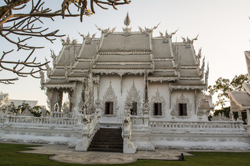 Wat Rong Khun better known as the White Buddhist Temple in Chiang Rai Province, Thailand. 