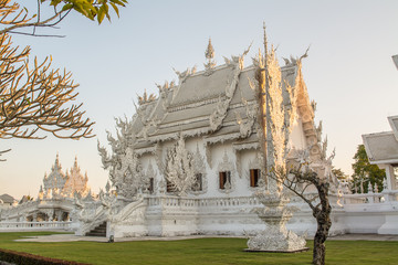 Wat Rong Khun better known as the White Buddhist Temple in Chiang Rai Province, Thailand. 