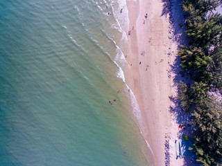 Top view of clear water on beach