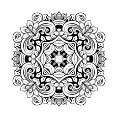 Vector hand drawn doodle mandala for coloring book. 