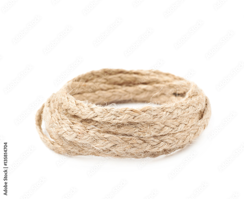 Wall mural pile of a linen rope string isolated