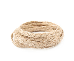 Pile of a linen rope string isolated