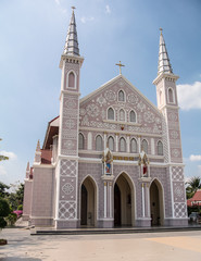 Fototapeta na wymiar Christian Church of Wat Phra Haruthai in Ratchaburi Thailand