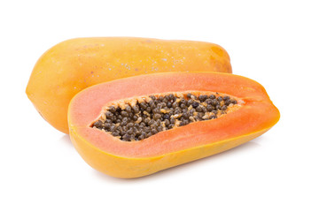 sweet papaya on white background.