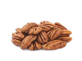 Pile of pecan nuts isolated