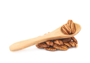 Pile of pecan nuts isolated