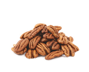 Pile of pecan nuts isolated