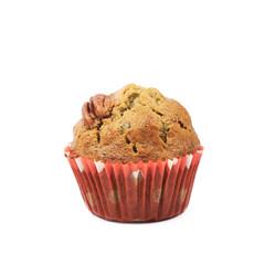 Pecan nut cupcake isolated