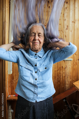 Old Woman With Long Gray Hair Stock Photo And Royalty Free Images