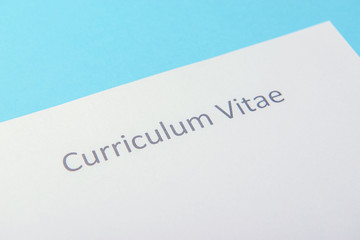 Curriculum vitae written on an blank white paper