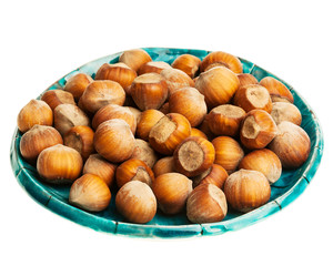 Plate of hazelnuts