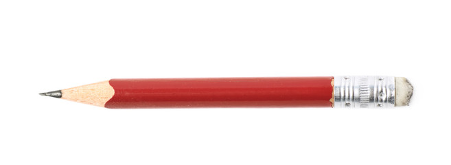 Well worn red pencil isolated