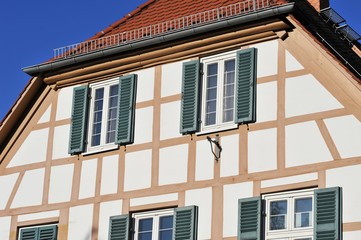 Renovated House-Front with tiled Roof (Ziegeldach)