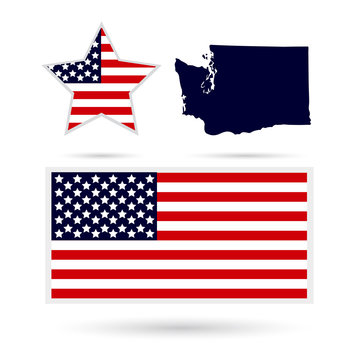Map of the U.S. state of Washington on a white background. Ameri
