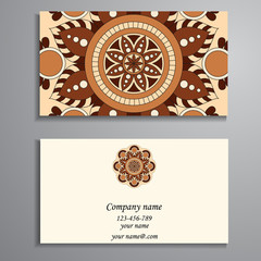 Invitation, business card or banner with text template. Round fl