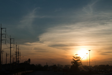 Fototapeta premium Sunset city road