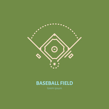 Baseball softball vector line icon. Field logo, equipment sign. Sport competition illustration.