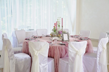 Wedding table decor. Beautiful  set for an event party or  reception