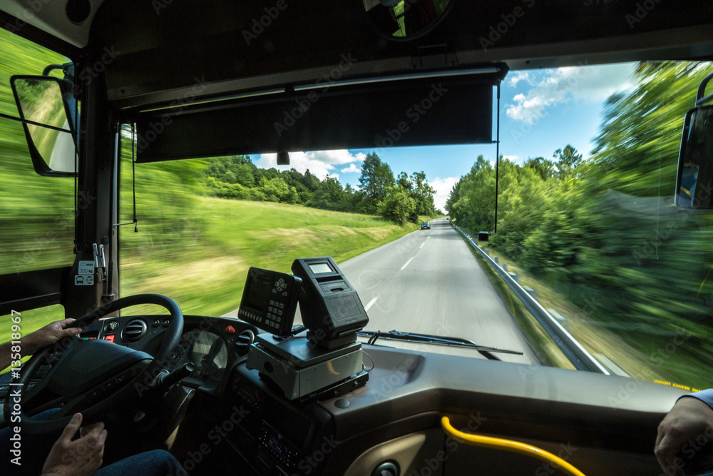 Wall mural bus driver's point of view