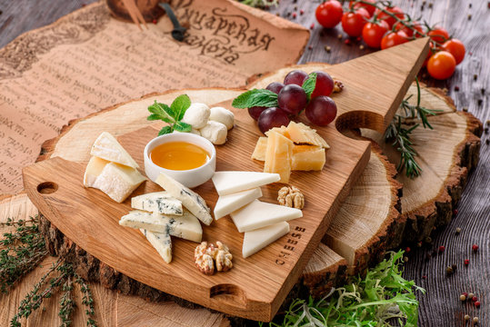 Cheese plate with honey