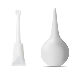 Plastic and rubber enema. Packaging for cosmetics and medicine