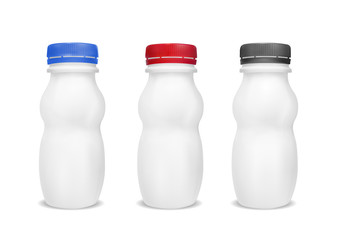 White empty plastic bottle for yogurt. Packaging for sour cream,