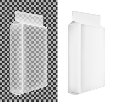Transparent blank plastic or paper washing powder packaging. 