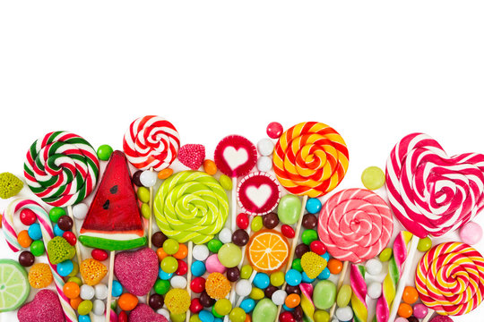 Colorful candies and lollipops