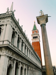 Interesting view of the Piazza San Marco, the Campanile and the