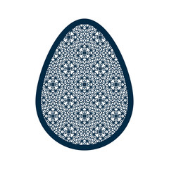 Easter egg with geometric pattern. Laser Cutting template for greeting cards, envelopes, invitations, interior elements. Vector easter paper cutting ornamental panel. Die cut card.