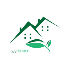 Eco House Vector Logo Template