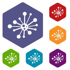Round bacteria icons set