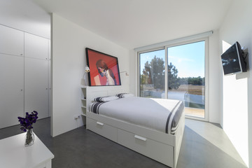 Bedroom in modern vacation house