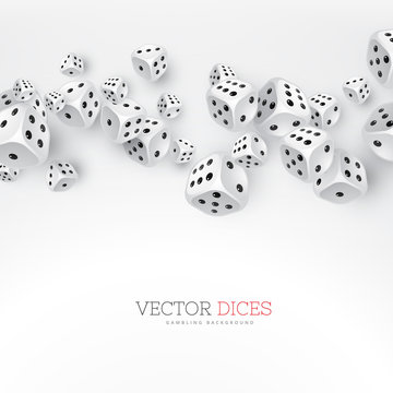 dice floating on white background