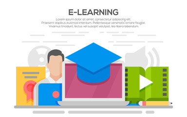 e-learning flat design concept