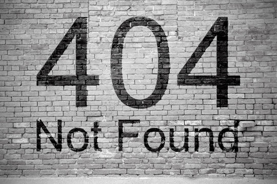 404 Error Toter Link (Nicht gefunden) Graffiti Ziegelsteinmauer