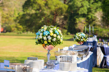 Luxurious wedding Beautiful flowers on the table