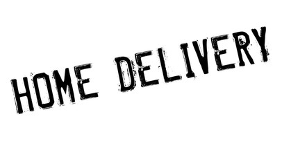 Home Delivery rubber stamp. Grunge design with dust scratches. Effects can be easily removed for a clean, crisp look. Color is easily changed.