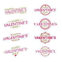 Shear and Circle Happy Valentines Day set, flat and cute Vector Design Isolated on white Background