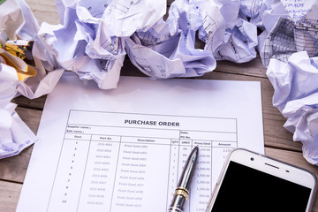 Finacial document purchasing contract sign concept background