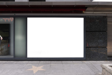 Street, Banner - Sign, Lighting Equipment, Billboard, Advertisement,Large blank billboard on a street wall,  banners with room to add your own text