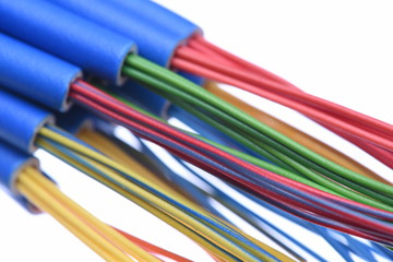 Closeup of Electric Cable Isolated on White Background