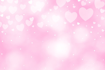 Beautiful heart bokeh pink background for texture. concept valentine day